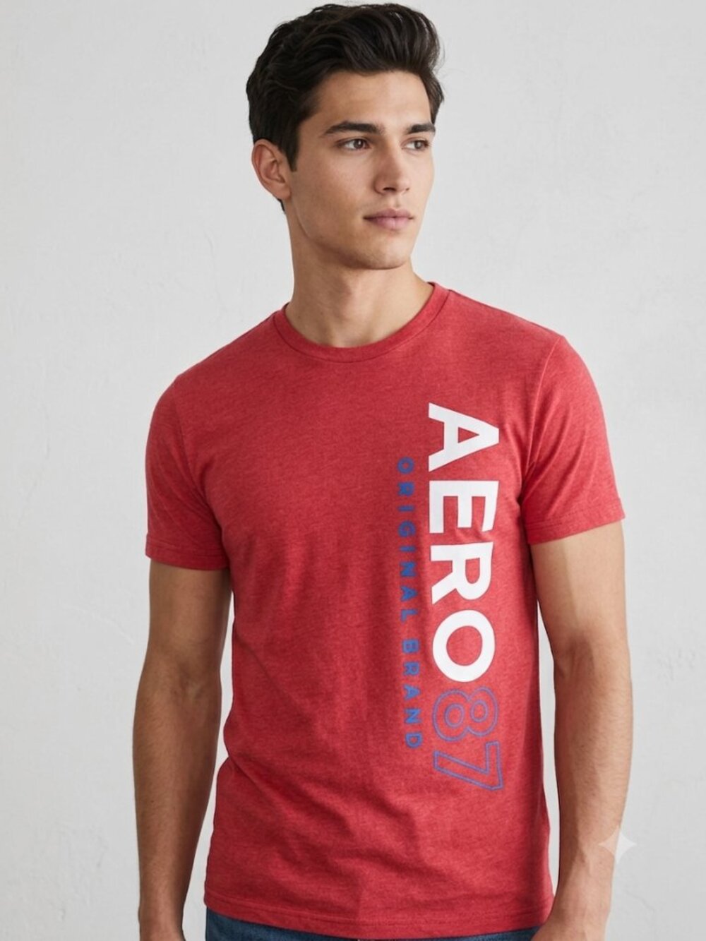 Aeropostale Aero 87 Red Graphic T-Shirt Men's Size Small 100% Cotton Tee